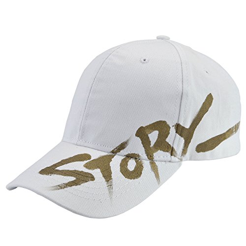 Faleto Adjustable Baseball Cap Snapback Curved Brim Sun Cotton Peaked Hat (White)