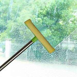 ITTAHO Multi-Use Window Squeegee, 2 in 1 Window Cleaner with Long Extension Pole, Sponge Squeegee with 58" Long Handle for Gas Station, Glass,Shower,Outdoor High Window Cleaning