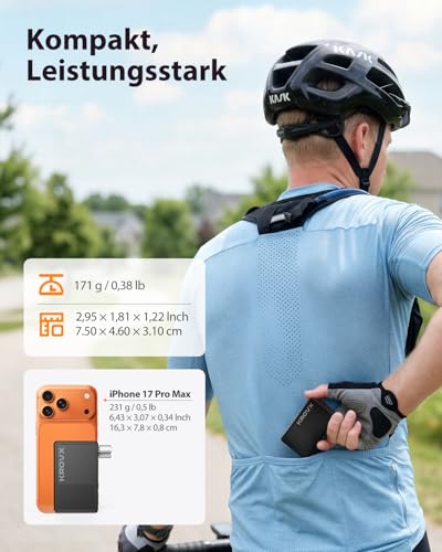 Mini Electric Bike Inflator Pump, Max 130 PSI, Quick Inflation 35s, 3 in 1 Rechargeable Bicycle Pump Compatible with Pressure Gauge Presta and Schrader Valves for MTB and Road Bike