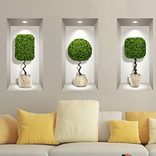 Ambiance Sticker 3D Plant Wall Art, Vinyl Removable Wall Sticker, DIY Wall Mural for Living Room 30 x 90 cm