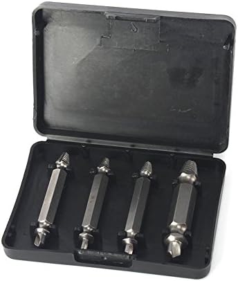 Best 4pcs Damaged Screw Extractor Breakage Bolt Extractor Drill Bits Guide Set Broken Easy Out Fastener Kit Use With Any Drill