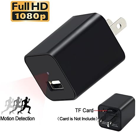 【UPGRADED】Charger Camera Adapter, EOVAS USB Wall Charger Camera Hidden-Spy Camera Small Nanny Cam Removable External Memory Card Support Motion Detection for Home/Office/Hotel Etc.