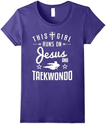 Womens Taekwondo Shirt This Girl Runs On Jesus and Taekwondo TShirt Small Purple
