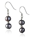 PearlsOnly Cerella Black 6.0-6.5mm A Freshwater Sterling Silver Cultured Pearl Earring Set