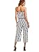 OUMAL Women Strapless Jumpsuits Off Shoulder Cute Striped Wide Leg Backless Summer Jumpsuits Black-White