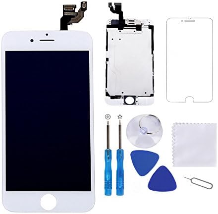 Screen Replacement for iPhone 6 Plus White 5.5" LCD Display Touch Digitizer Frame Assembly Full Repair Kit,with Proximity Sensor,Ear Speaker,Front Camera,Free Screen Protector,Repair Tools