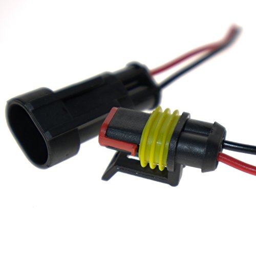 PES 5 Kit 2 Pin Way Waterproof Electrical Wire Connector Plug Automotive Wire Connectors Car Auto Waterproof Electrical Connector And Plug Socket Kit with Wire AWG Gauge Marine