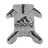Scheppend Original Adidog Pet Clothes for Dog Cat Puppy Hoodies Coat Doggie Winter Sweatshirt Warm Sweater Dog Outfits, Grey Large