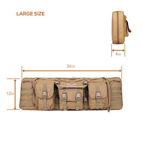 LUVODI Rifle Case Bag 36 inch Tactical Double Rifle Case with Lockable Compartments for Long Pistol Carbine Gun Case Storage Molle Backpack