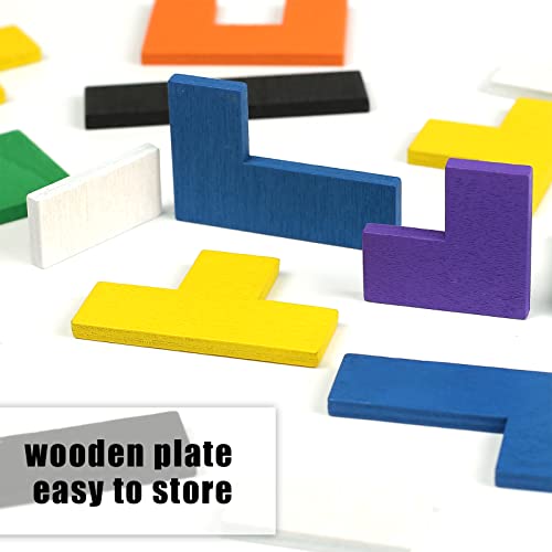 3 otters Wooden Blocks Puzzle, 2 Sets Wooden Russian Blocks Tangram Jigsaw Puzzles for Kids Ages 4-8 Brain Games Intelligence Toys Classroom Must Haves