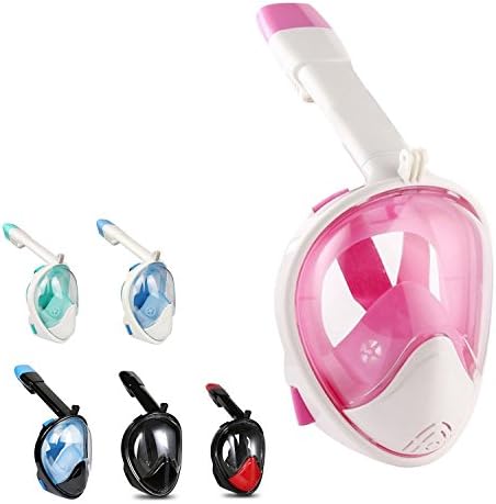 Zameka 180 Snorkel Mask with GoPro Mount, Full Face Snorkeling Mask Set, Design with Double Breath Space, Anti-Leak and Anti-Fog Technology Mouthpiece-Free Perfect Mask for Adults and Kids