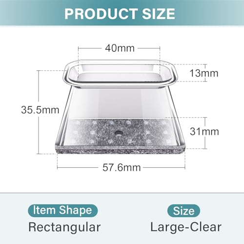 Chair Leg Caps Rectangular, Pack of 24 Chair Leg Protectors Silicone Transparent with Felt, Felt Gliders for Chairs, Protective Caps for Chair Legs for Hardwood Floors (Fit Length: 38-50mm, Width: 19-25mm)