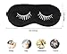 Fitglam Natural Silk Sleep Mask / Eye Mask with Eyelashes Patterns & Free Ear Plugs, Black With White Eyelashes