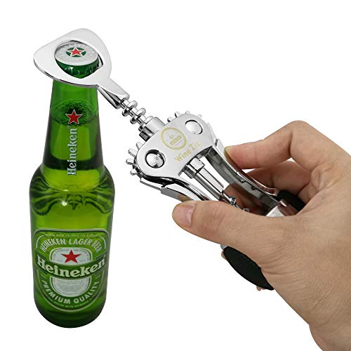 Wine Ziz Large Silver Wing Corkscrew Bottle Opener with Foil Cutter