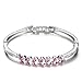 Menton Ezil 925 Silver Plated Pink Crystal Bangle Bracelets AAA CZ Diamond Accent Jewelry for Women - The Gift of Love