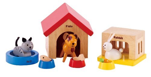 Hape - Happy Family Doll House - Furniture - Family Pets Toy, Kids, Play, Children