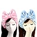 G2PLUS SPA Headband, 2PCS Makeup Headbands for Women, Soft Bow Headbands with Elastic Band for Spa, Washing Face, Makeup, Skincare, Party (Pink & Blue)