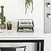 MyGif Vintage Gray Solid Wood Desktop Stackable Letter Tray File Organizer, Paper Tray Storage and Mail Sorter, Office Desk Document Rack with Black Metal Frame, Set of 2