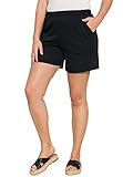 Roamans Women's Plus Size Soft Knit Shorts Black,1X