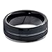 Tungsten Wedding Band Ring 8mm for Men Women Comfort Fit Black Beveled Edge Polished Brushed Size 11.5