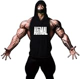 Gillbro Mens Bodybuilding Stringer Hoodie Gym Tank Top Hooded Waistcoat,E,M