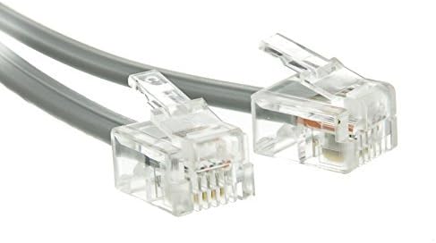 Telephone Cord (Voice), RJ11, 6P / 4C, Silver Satin, Reverse, 7 foot