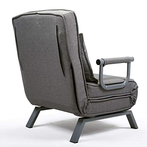 Gray Sofa Bed Arm Chair Convertible Single Dorm Room Couch Recliner Sleeper Folding - Thumbnail 3
