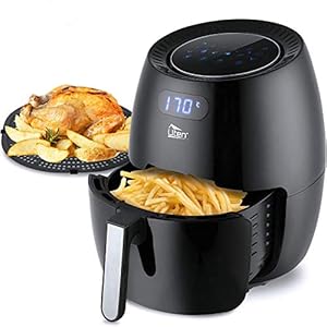 Air-Fryer-Uten-65L-Power-Air-Fryer-with-Digital-Display-Rapid-Air-Circulation-System-Adjustable-Temperature-and-30-Minute-Timer-for-Healthy-Oil-Free-Low-Fat-1800W Air Fryer, Uten 6.5L Power Air Fryer with Digital Display, Rapid Air Circulation System Adjustable Temperature and 30…