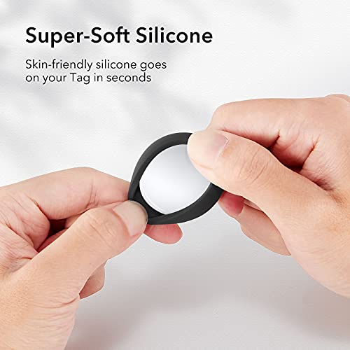 ESR Adhesive Tag Holder, Silicone Case Compatible with AirTag (2021), 4 Pack, Portable and Protective Stick-On Tag Cover, Blue/Red/Black/White