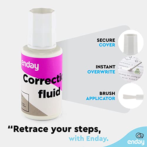 White Out Liquid Correction Fluid Pack of 4, White Fluid .7 fl. Oz. / 20 ml MultiPurpose Smooth