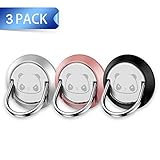 Cell Phone Ring Holder, 3Pack Panda Phone Stand Smartphone Finger Grip Metal Loop Adjustable Mobile Kickstand for Magnetic Car Mount iPhone Samsung Galaxy Pop Hand Desk Iring Black Rose Gold Silver