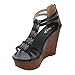 Refresh IE24 Women's T-strap Back Zipper Platform Wedge Sandal