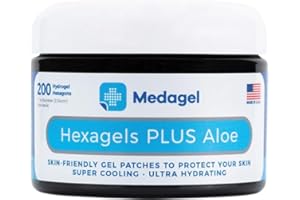 Medagel Hexagels Plus Aloe Vera - Hydrogel Pads Protection & Treatment | Blister Prevention | Instant Cooling and Soothing Relief of Skin Irritations | 200ct Hexagon Pads (Original Formula)
