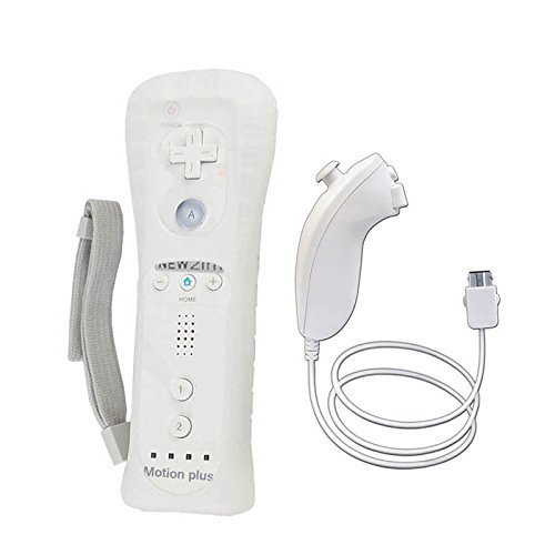YORKINGTM New 2in1 Built in Motion Plus Remote and Nunchuck Controller for Nintendo Wii and Wii U and Mini Wii with Silicon Case Skin(White) YORKINGTM New 2in1 Built in Motion Plus Remote and Nunchuck Controller for Nintendo Wii and Wii U and Mini Wii with Silicon Case Skin(White)