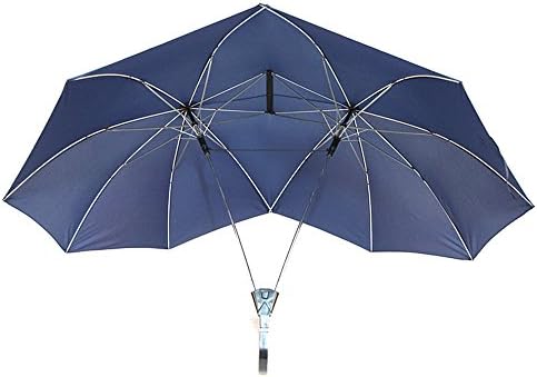 Novelty Two Person Umbrella Lover Couples Umbrella Two Head Double Size Tall Umbrella Gift for Lovers (Blue)