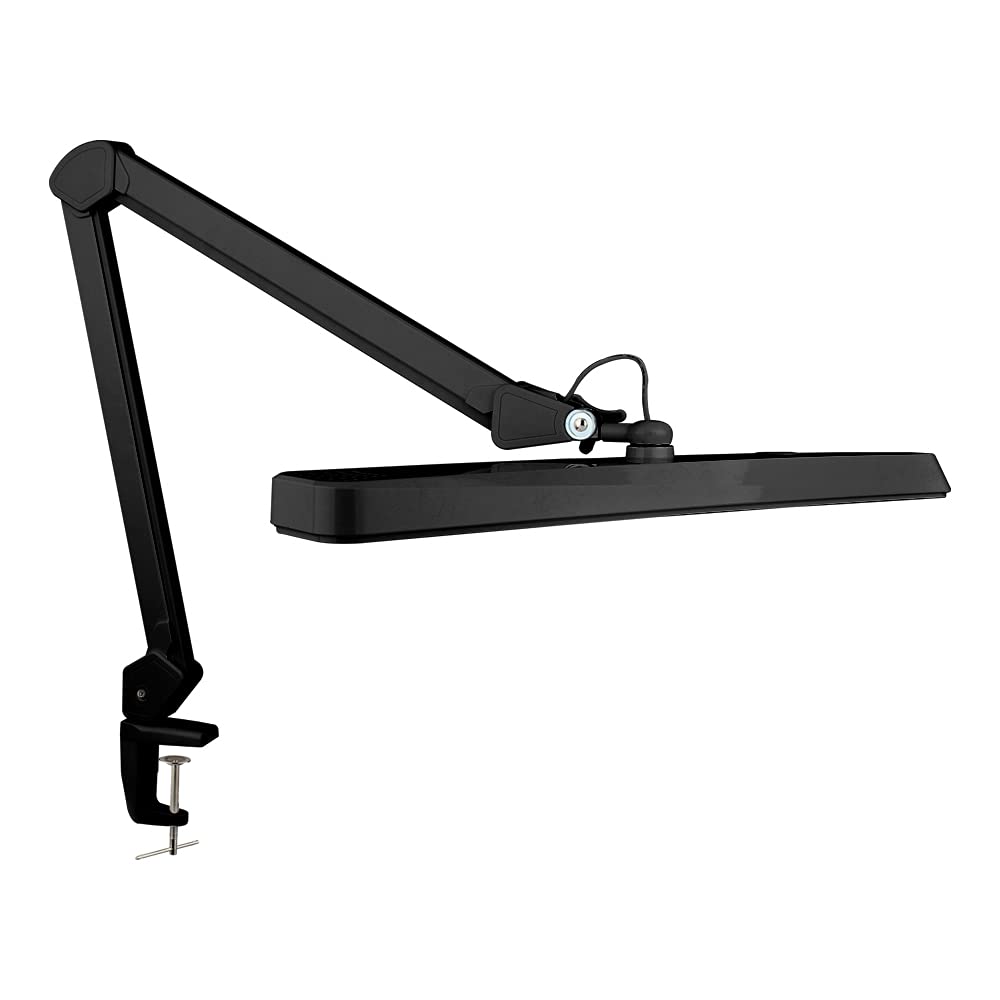Neatfi XL 2,500 Lumens 30W LED Task Lamp for Manicure Table, Crafts, Workbench, Office – 56 cm Wide Shade Desk Light | Eye-Caring 6500K | 4-Level Brightness | Clamp Mount (Black, 56 cm)