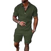 Kubsid Men Track Suits 2 Piece Set Summer Casual Outfits Fashion Polo Shirts Short Sleeve and Shorts Set Vacation Clothes