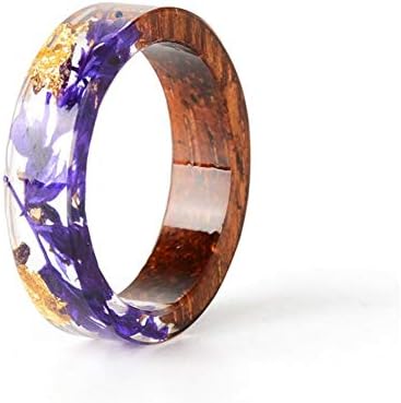 NULIBA Retro Purple Resin Ring Gold Oil Paper Transparent Resin Wood Ring Jewelry Fashion Women'S Clothing