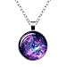 EVELICAL 6 Pcs Womens Mens Galaxy Universe Astronomy World Pendant Chain Necklace for Women Fashion Jewelry