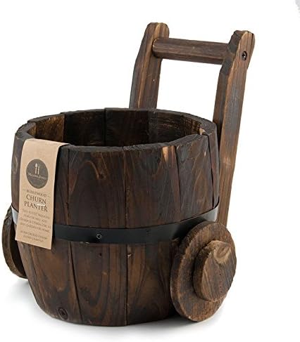 New Churn Planter Burntwood Modern Stylish Garden Wood Flower Pot Barrel