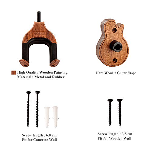 Neboic 2Pack Guitar Wall Mount, Auto Lock Guitar Wall Hanger, Hard Wood