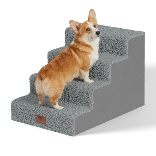 AKC 4-Step Pet Stairs – Durable, Non-Slip Steps for Small Dogs and Cats, Washab…