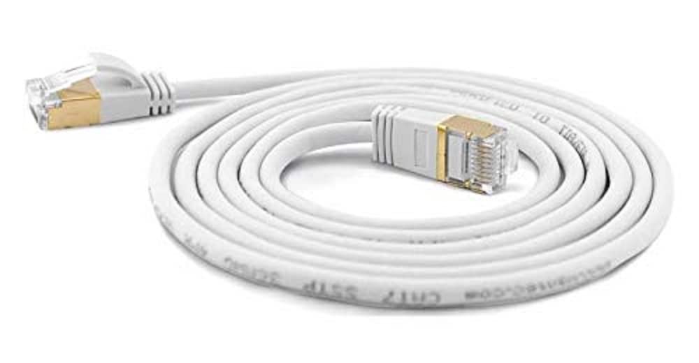 wantecWire Extra Thin Patch Cable CAT.7 Cable CAT.6 Connector SSTP Shielded Length 0.2 m White