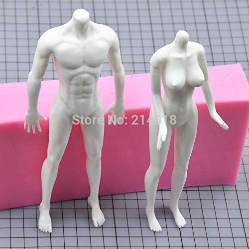 Vistaric Female Full-Body Mold DIY Turning Model Body Chest Doll Body Mold Food Grade Silicone Mold Male: Man