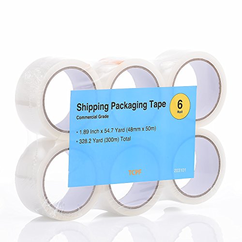 Clear Packing Tape , Packing Tape Designed for moving boxes, Packaging Tape, 60 Yards Per Roll, pack of 6