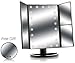 Asani Tri-Fold Lighted Magnification Makeup Mirror with a FREE 10X Spot Mirror | 21 LED Lights & Touch Controls | 1X / 2X & 3X Magnifying Cosmetic Vanity Folding Mirrors for Dresser and Travel (Black)