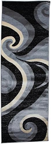 Msrugs Premium Quality Size 3 x 8 Feet Polypropylene Area Rug, Black Grey