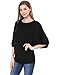 Allegra K Women's Batwing Sleeve Boat Neck Loose Casual Tunic Tops XL Black