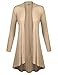 BIADANI Women Long Sleeve Classic Lightweight Open Front Jersey Cardigan Mocha X-Large