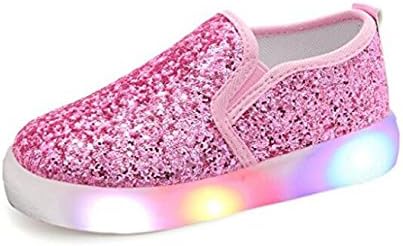 USANDY Girls' Light Up Sequins Shoes Slip-on Flashing LED Casual Loafers Flat Sneakers (Toddler/Little Kid)